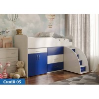 Дитяче ліжко "Bed-room-5" зі столом, комодом і сходами, синя