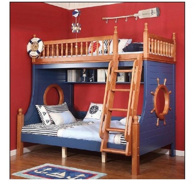 Двоярусне ліжко для трьох дітей Корабель