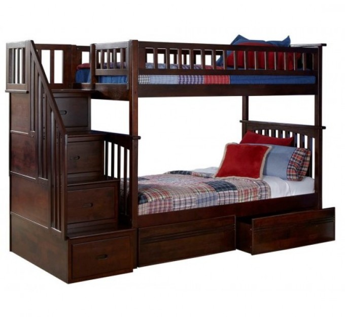 Двоярусне ліжко Лорд зі сходами-комодом і ящиками