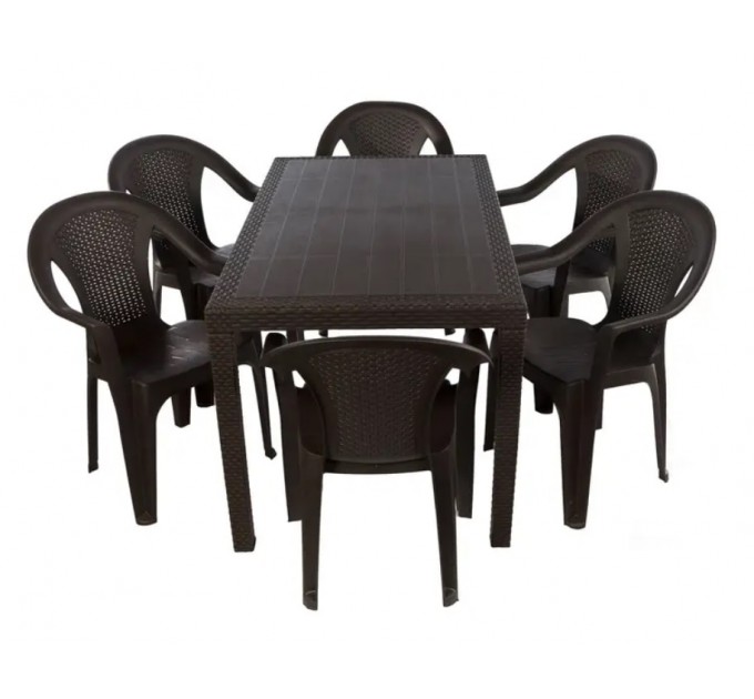 Набір  стіл JOKER і 6 крісел KORA коричневий