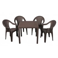 Набір стіл KING і 4 крісла KORA коричневий